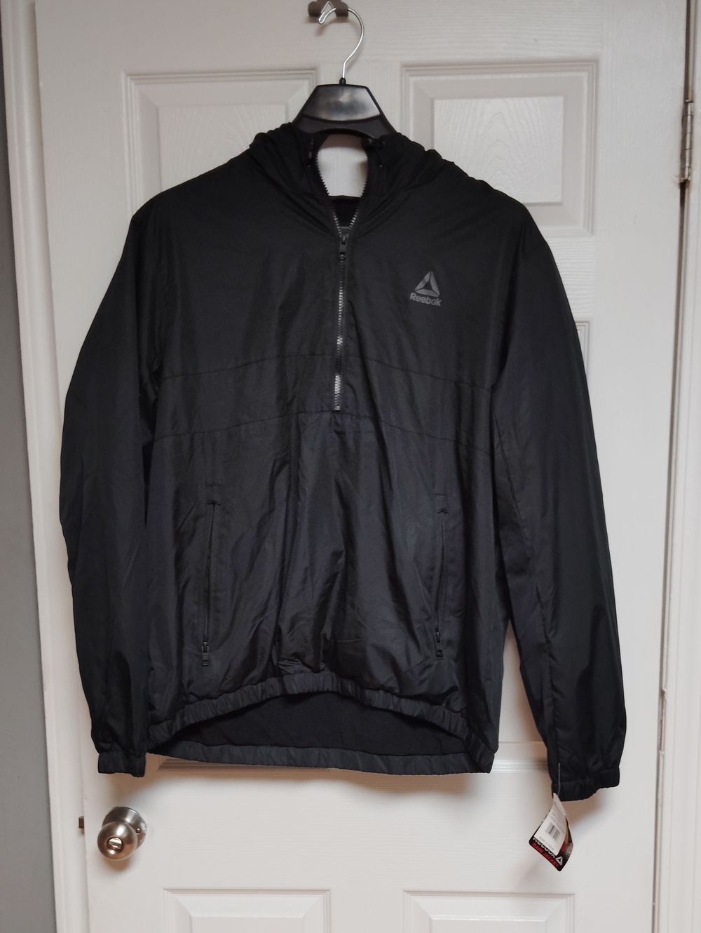 NWT Reebok Black Lightweight Hooded Rain Jacket